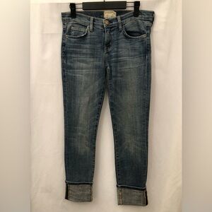 Current Elliott Beatnik Jeans Skinny Cuffed Blue Denim Tumbler Wash Size 27